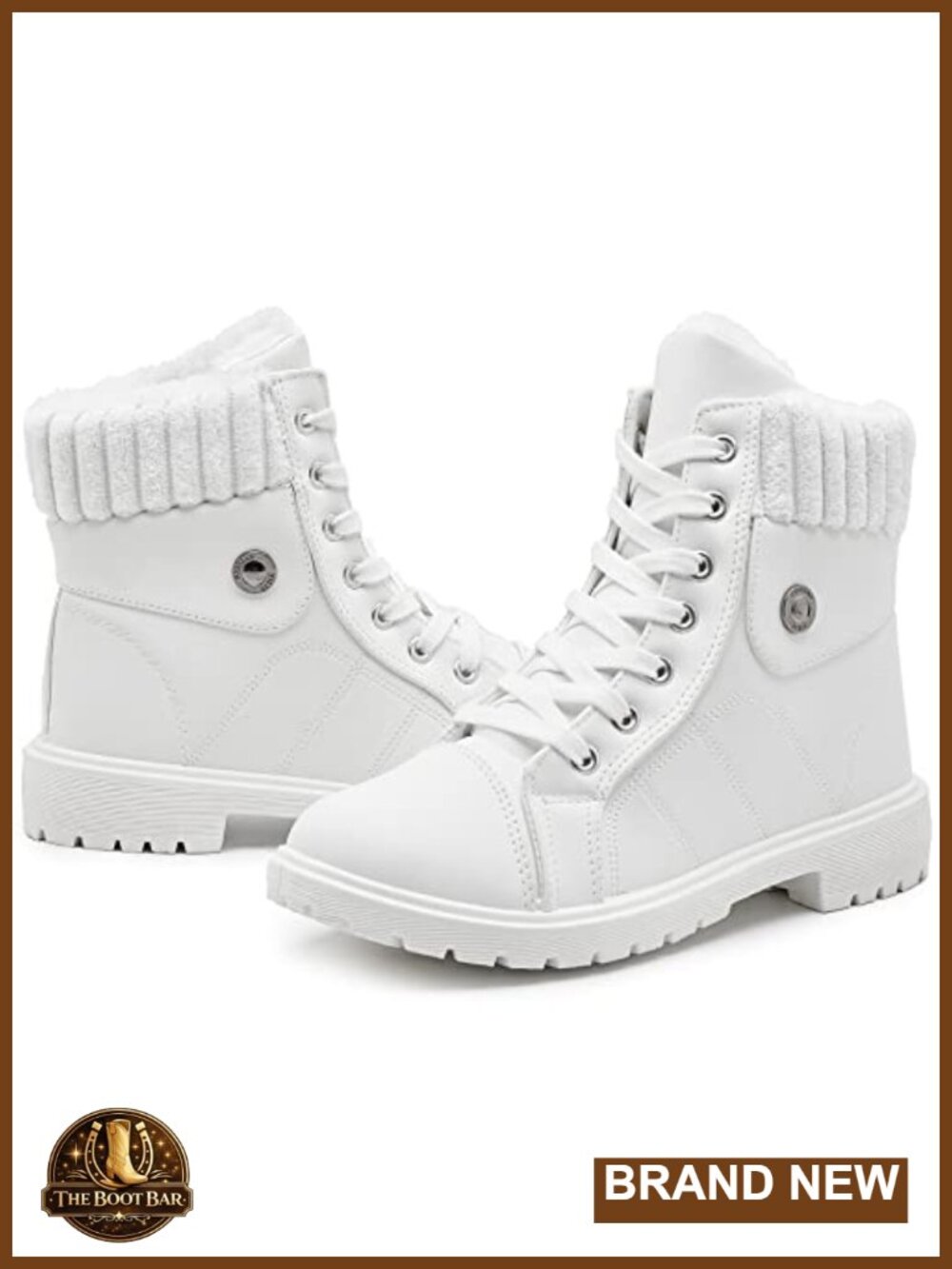 Fuzzy Lace Up Ankle Boots for Women Faux Fur Lined Winter Snow Combat Boots Non